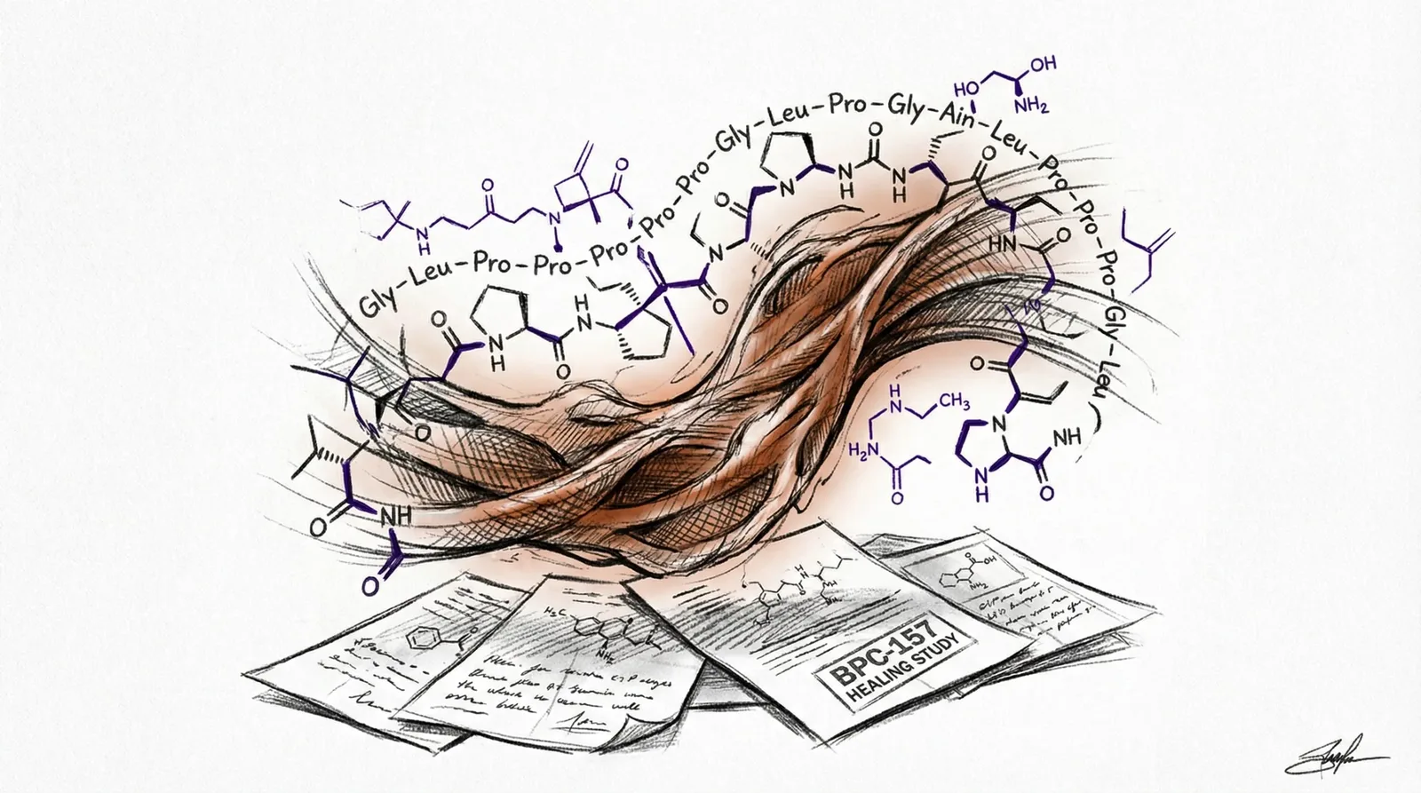 Header illustration for BPC-157 Research Guide: Mechanism, Published Studies, and Lab Protocols
