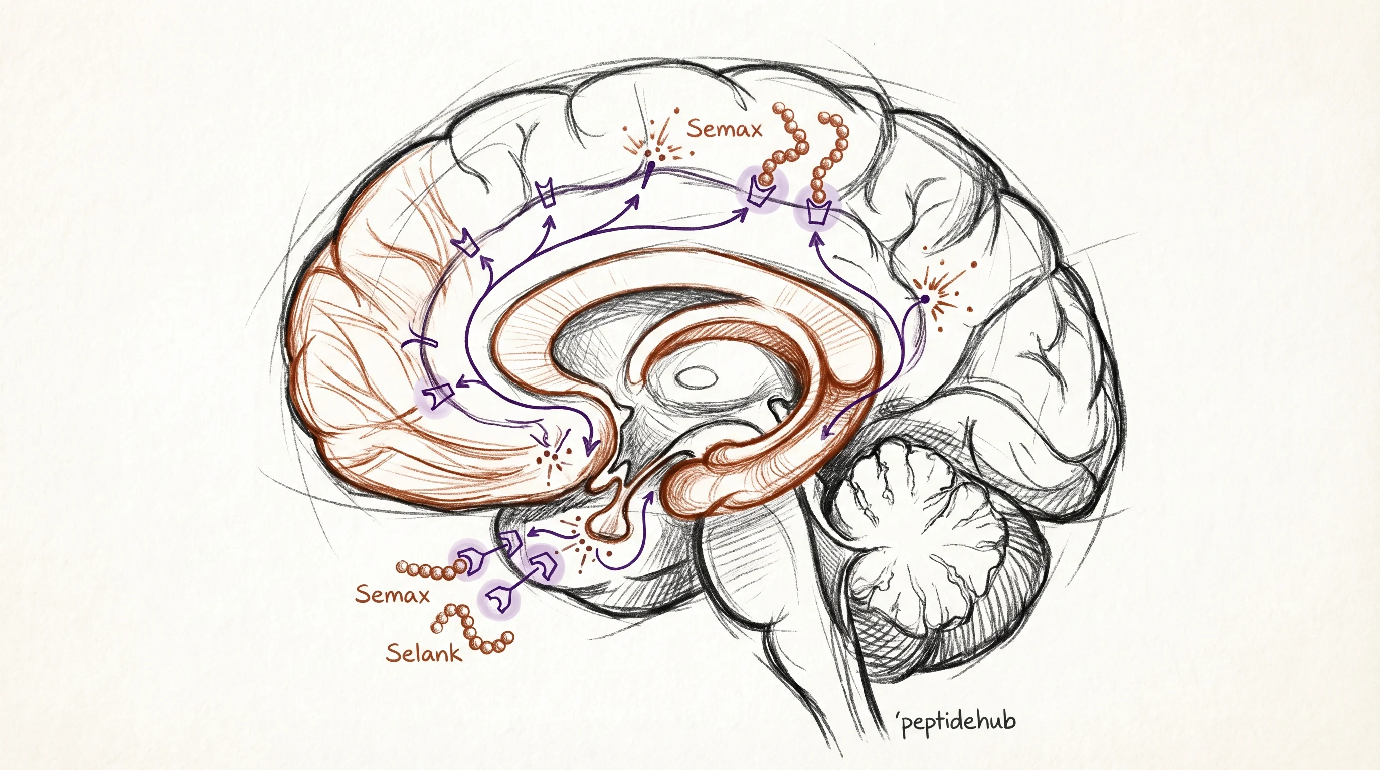 Header illustration for Cognitive Peptide Research: Semax, Selank, and Beyond