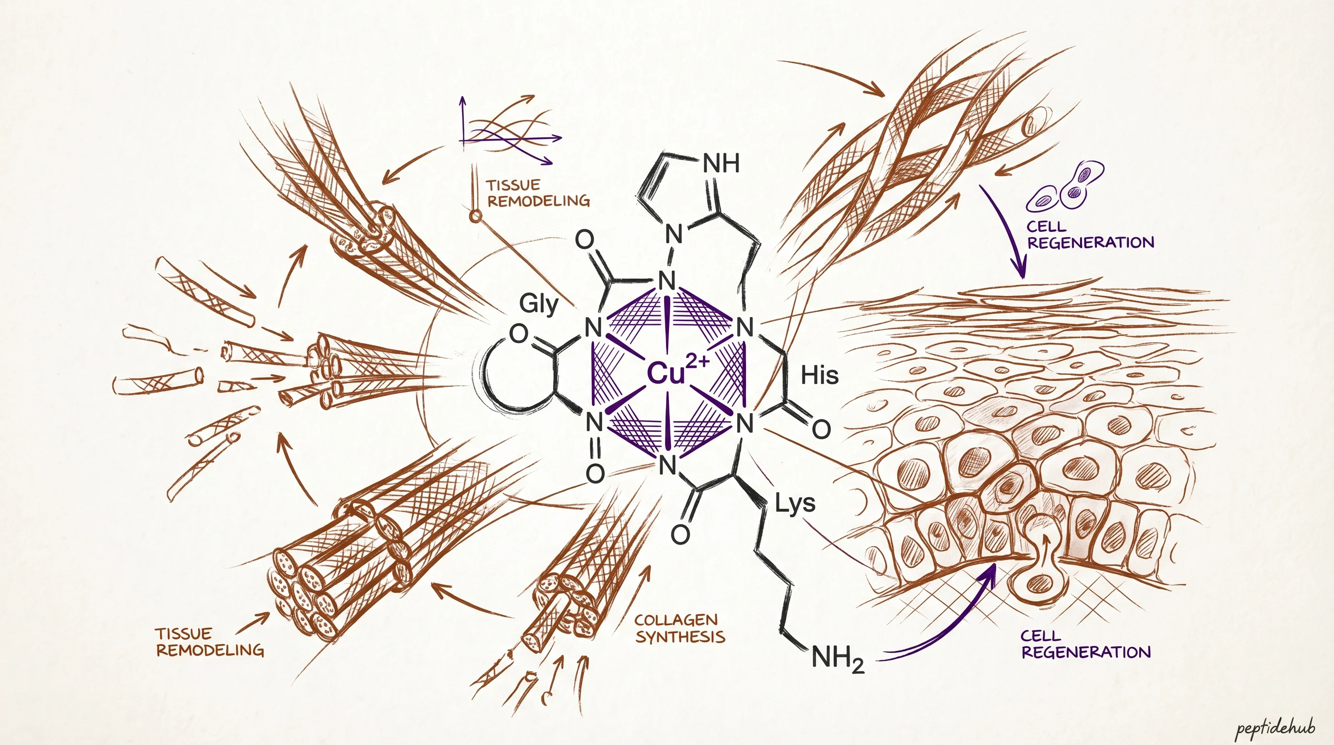 Header illustration for GHK-Cu Research: Mechanisms, Studies, and Applications