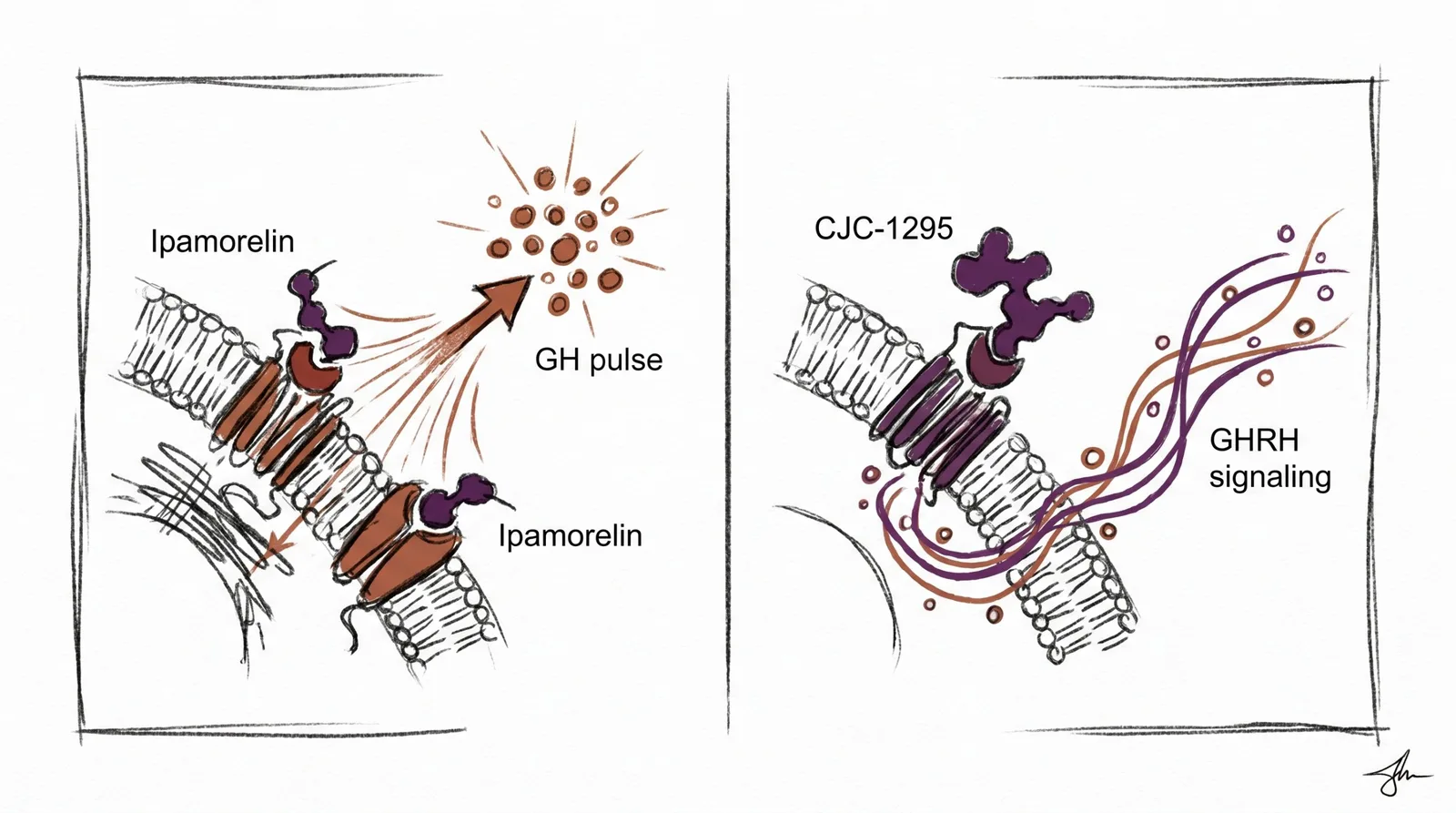 Header illustration for Ipamorelin vs CJC-1295: GH Secretagogue Research Comparison