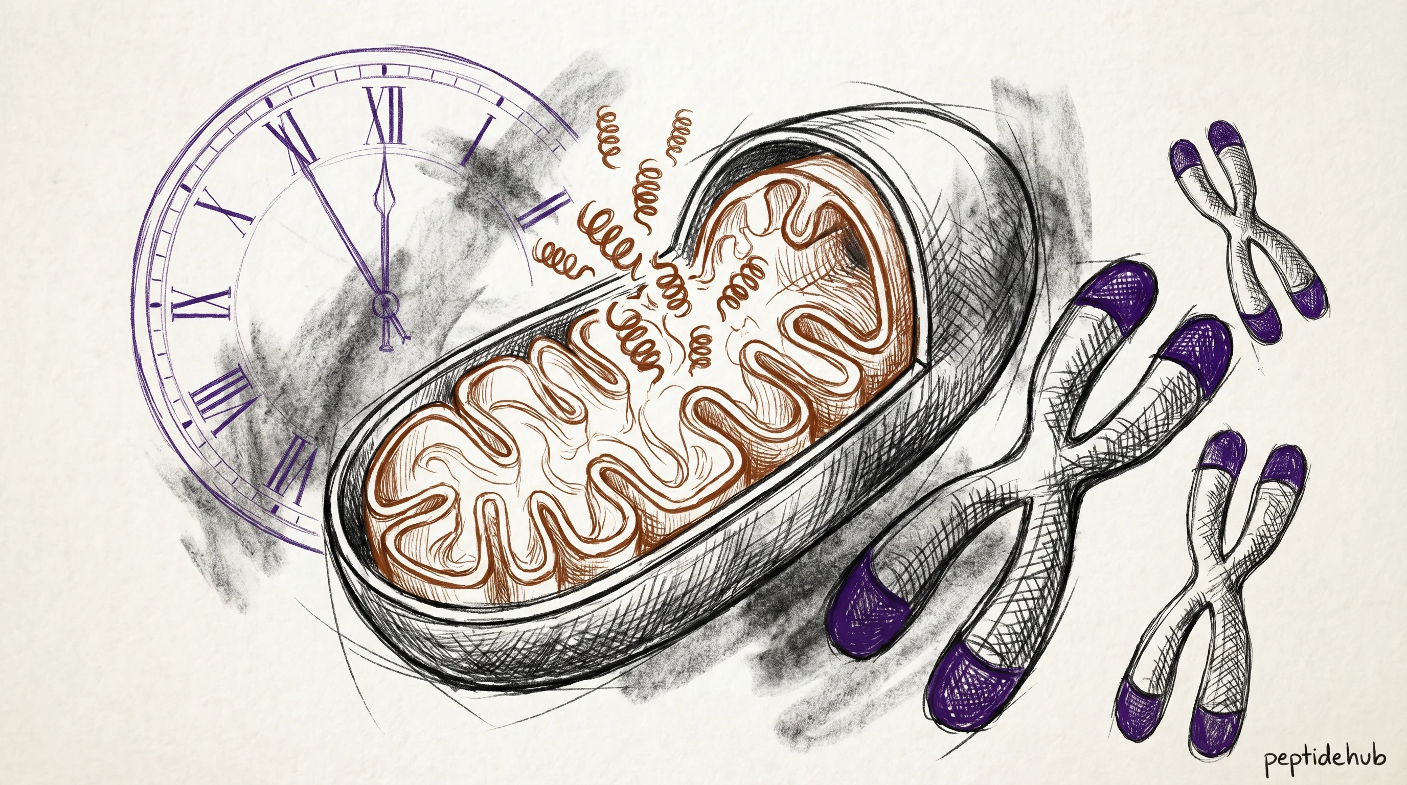 Header illustration for Longevity Peptides: MOTS-c, Epithalon, and Mitochondrial Research