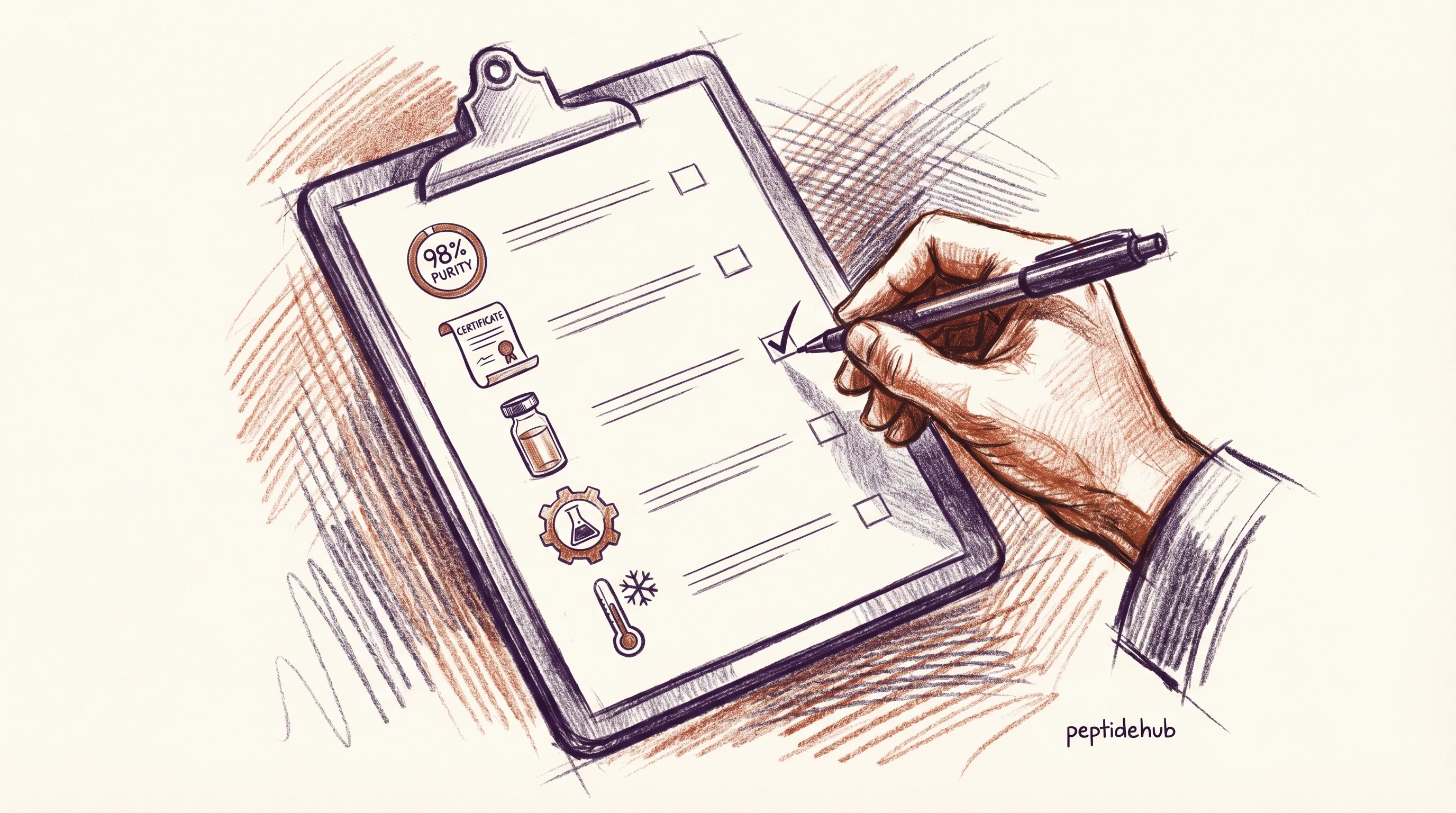 Header illustration for The Research Peptide Buyer’s Checklist