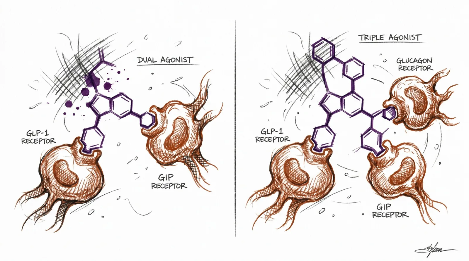 Header illustration for Tirzepatide vs Retatrutide: Dual vs Triple Agonist Research Comparison